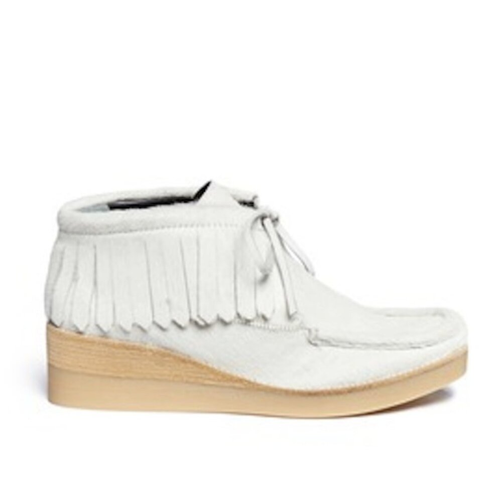 NWOB 10 Crosby Derek Lam Eden Fringe Calf Hair Lace Up Bootie